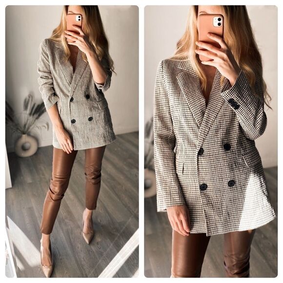 Zara Jackets & Blazers - Zara Double Breasted Plaid Blazer New